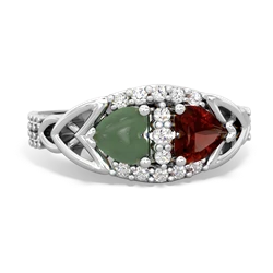 Jade Sparkling Celtic Knot 14K White Gold ring R2645