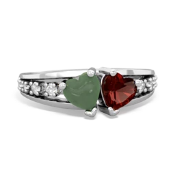 Jade Heart To Heart 14K White Gold ring R3342