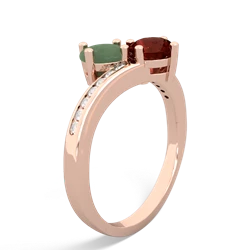 Jade Channel Set Two Stone 14K Rose Gold ring R5303