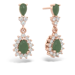 Jade Halo Pear Dangle 14K Rose Gold earrings E1882