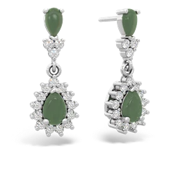 Jade Halo Pear Dangle 14K White Gold earrings E1882