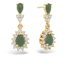 Jade Halo Pear Dangle 14K Yellow Gold earrings E1882