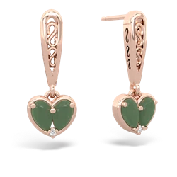 Jade Filligree Heart 14K Rose Gold earrings E5070