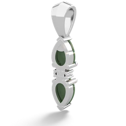 Jade Bowtie Drop 14K White Gold pendant P0865