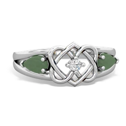 Jade Hearts Intertwined 14K White Gold ring R5880