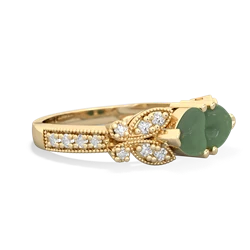 Jade Diamond Butterflies 14K Yellow Gold ring R5601