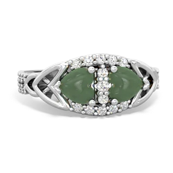 Jade Sparkling Celtic Knot 14K White Gold ring R2645