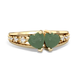 Jade Heart To Heart 14K Yellow Gold ring R3342
