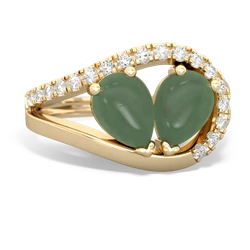 Jade Nestled Heart Keepsake 14K Yellow Gold ring R5650