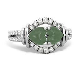 Jade Art-Deco Keepsake 14K White Gold ring R5630