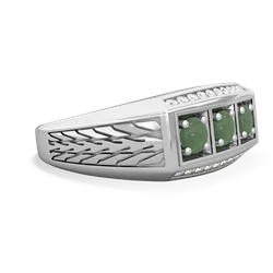 Opal Three Stone Tire Tread Men's 14K White Gold ring R0520