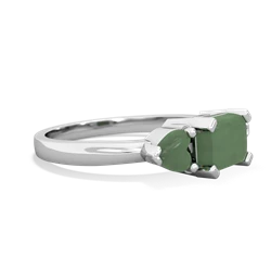 Lab Emerald Three Stone 14K White Gold ring R5235