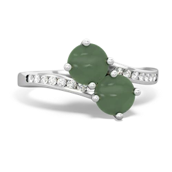 Jade Channel Set Two Stone 14K White Gold ring R5303