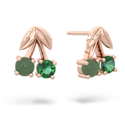 Jade Sweet Cherries 14K Rose Gold earrings E7001