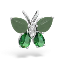 Jade Butterfly 14K White Gold pendant P2215