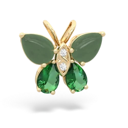 Jade Butterfly 14K Yellow Gold pendant P2215