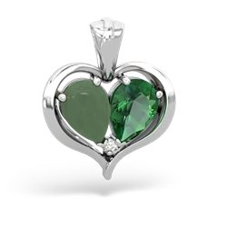 Jade Two Become One 14K White Gold pendant P5330