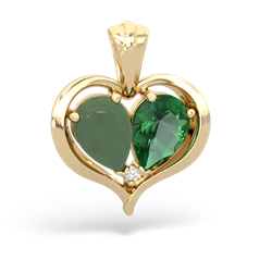 Jade Two Become One 14K Yellow Gold pendant P5330