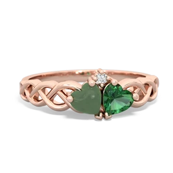 Jade Heart To Heart Braid 14K Rose Gold ring R5870