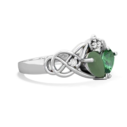 Jade 'One Heart' Celtic Knot Claddagh 14K White Gold ring R5322