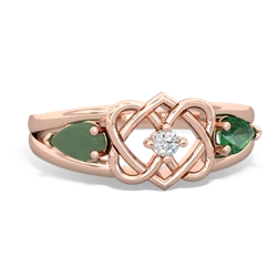 Jade Hearts Intertwined 14K Rose Gold ring R5880