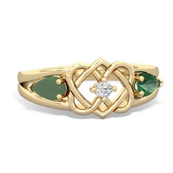 Jade Hearts Intertwined 14K Yellow Gold ring R5880