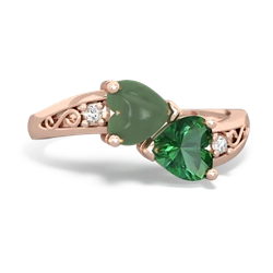 Jade Snuggling Hearts 14K Rose Gold ring R2178