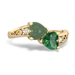 Jade Snuggling Hearts 14K Yellow Gold ring R2178