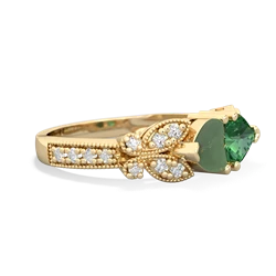 Jade Diamond Butterflies 14K Yellow Gold ring R5601