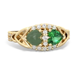 Jade Sparkling Celtic Knot 14K Yellow Gold ring R2645