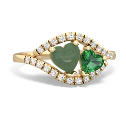 Jade Mother And Child 14K Yellow Gold ring R3010