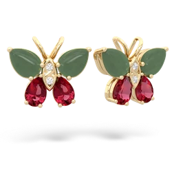 Jade Butterfly 14K Yellow Gold earrings E2215