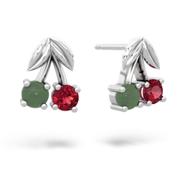 Jade Sweet Cherries 14K White Gold earrings E7001