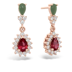 Jade Halo Pear Dangle 14K Rose Gold earrings E1882