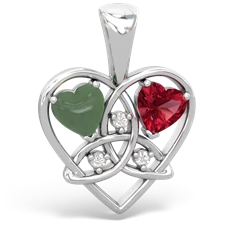 Jade Celtic Trinity Heart 14K White Gold pendant P5331