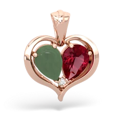 Jade Two Become One 14K Rose Gold pendant P5330