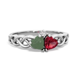 Jade Heart To Heart Braid 14K White Gold ring R5870