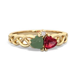 Jade Heart To Heart Braid 14K Yellow Gold ring R5870