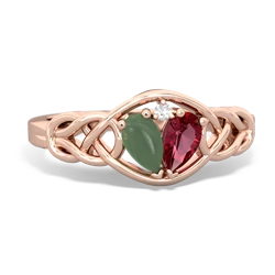 Jade Celtic Love Knot 14K Rose Gold ring R5420