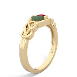 Jade Celtic Love Knot 14K Yellow Gold ring R5420