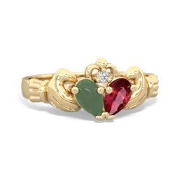 Jade 'Our Heart' Claddagh 14K Yellow Gold ring R2388