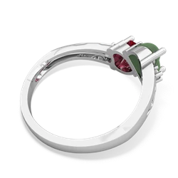 Jade Snuggling Hearts 14K White Gold ring R2178