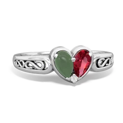 Jade Filligree 'One Heart' 14K White Gold ring R5070