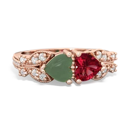 Jade Diamond Butterflies 14K Rose Gold ring R5601