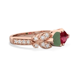 Jade Diamond Butterflies 14K Rose Gold ring R5601