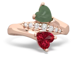 Jade Heart To Heart 14K Rose Gold ring R2064