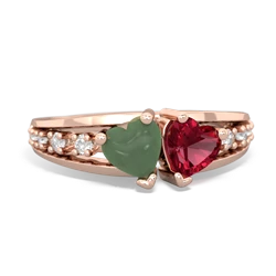 Jade Heart To Heart 14K Rose Gold ring R3342