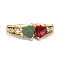 Jade Heart To Heart 14K Yellow Gold ring R3342