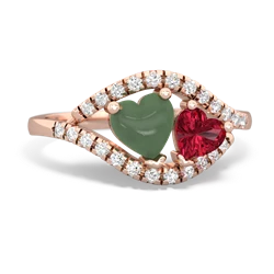 Jade Mother And Child 14K Rose Gold ring R3010