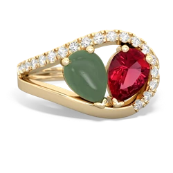 Jade Nestled Heart Keepsake 14K Yellow Gold ring R5650